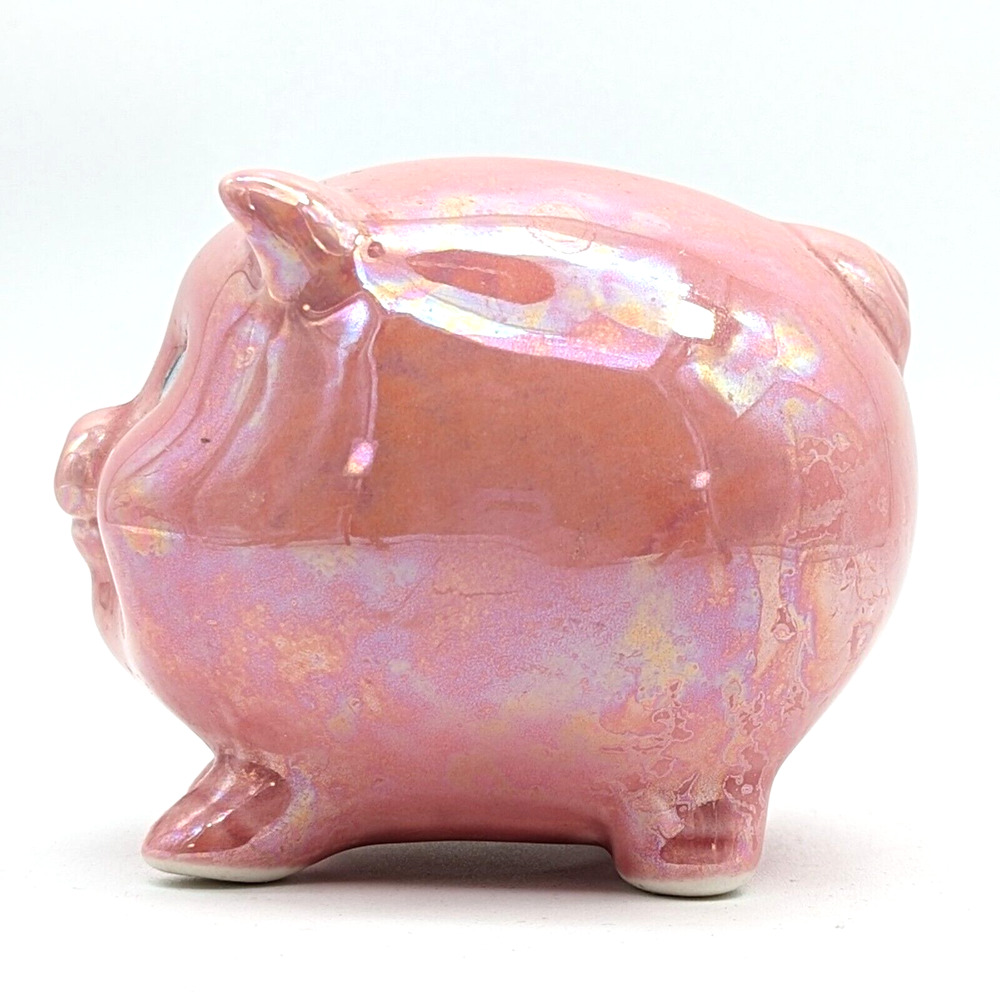 Mid Century Pink Piggy Bank Lusterware Anthropomorphic Coin Bank - Picture 7 of 12